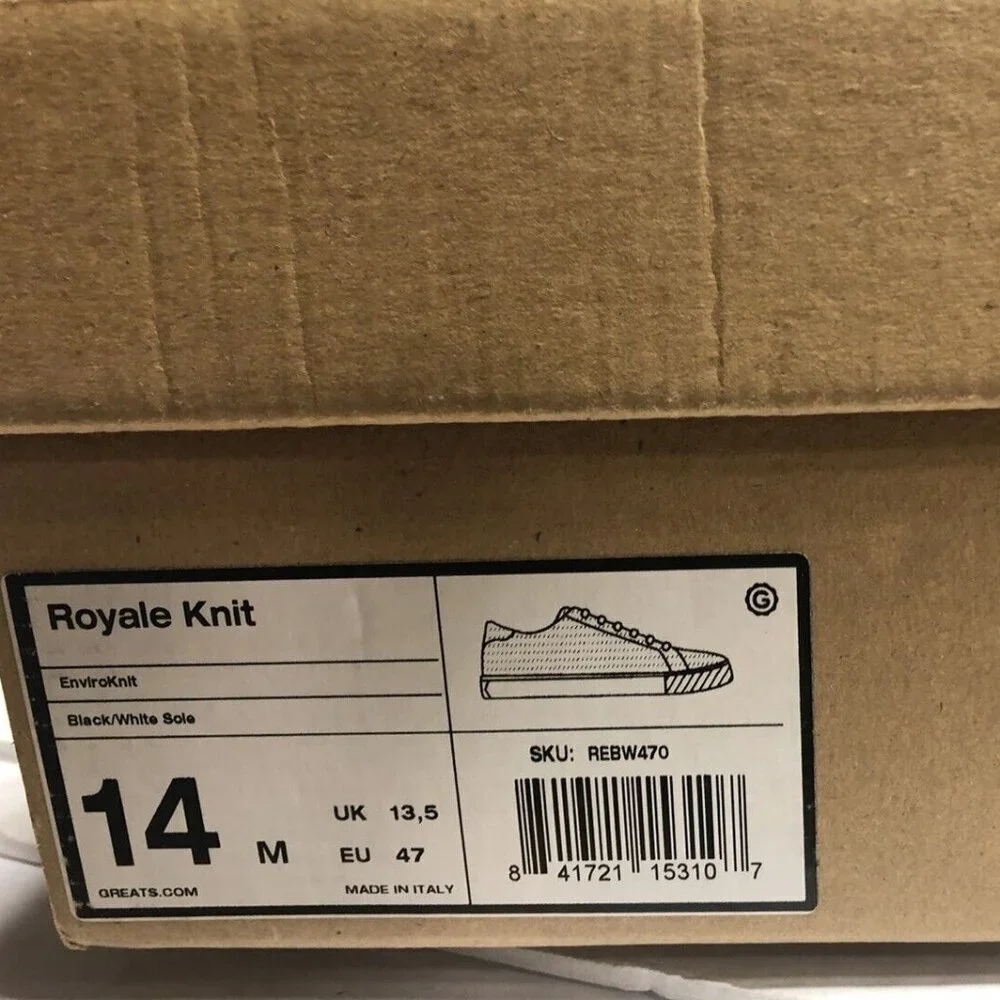 Greats Men's The Royale Knit Sneaker Black, Size 14 M